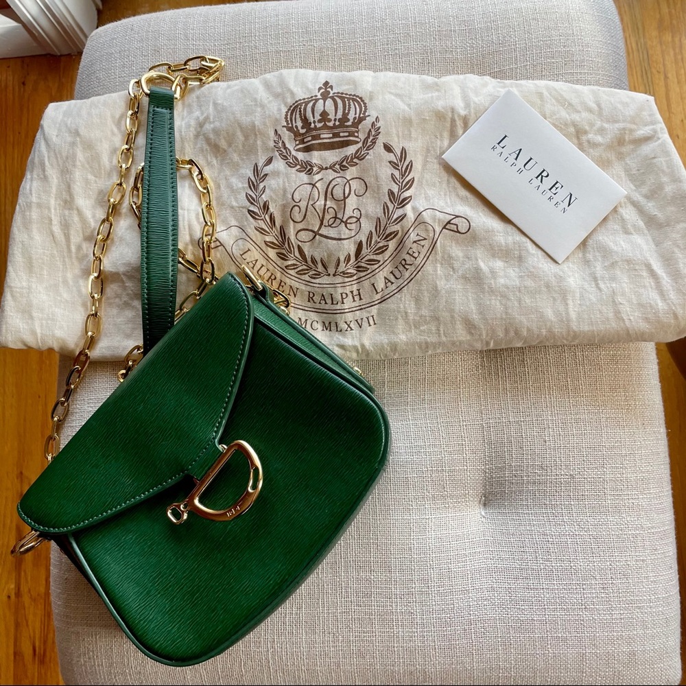 Ralph Lauren Green Purse with Gold Chain Strap